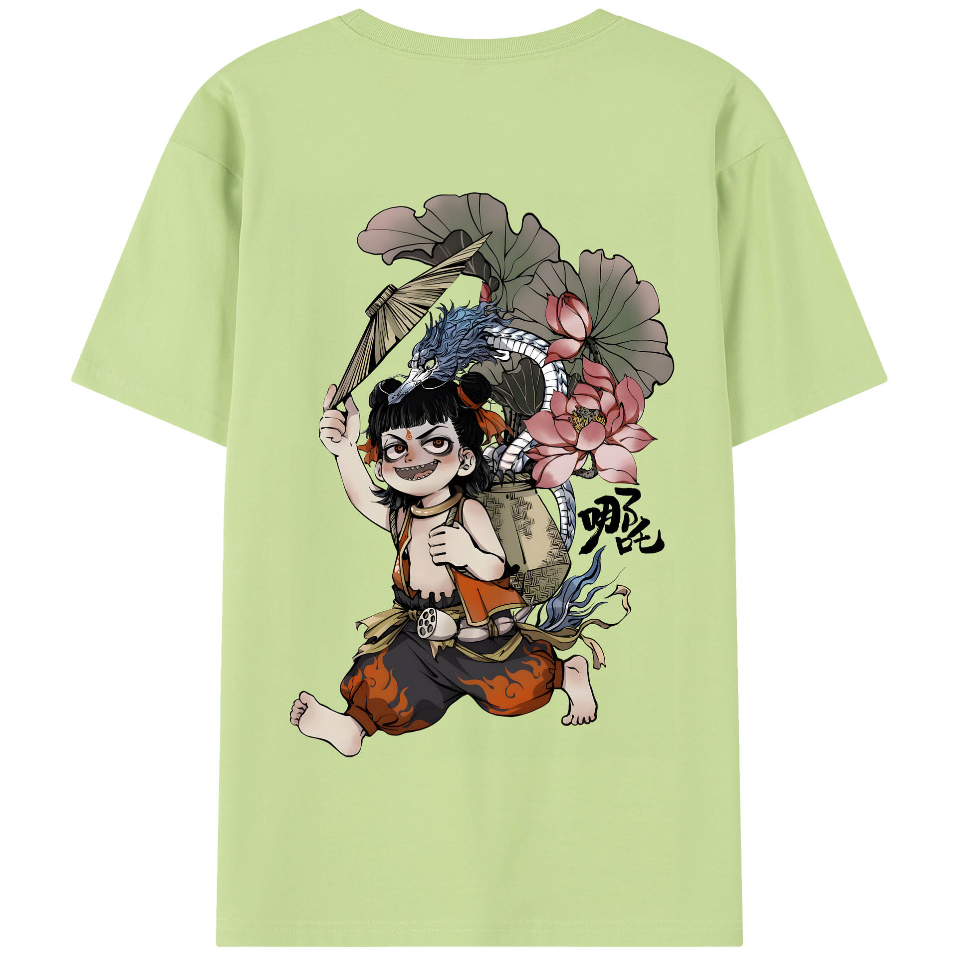 （画像用） Ne Zha 2 ナタ 魔童の大暴れ 綿100％半袖Tシャツ（背面プリント）
